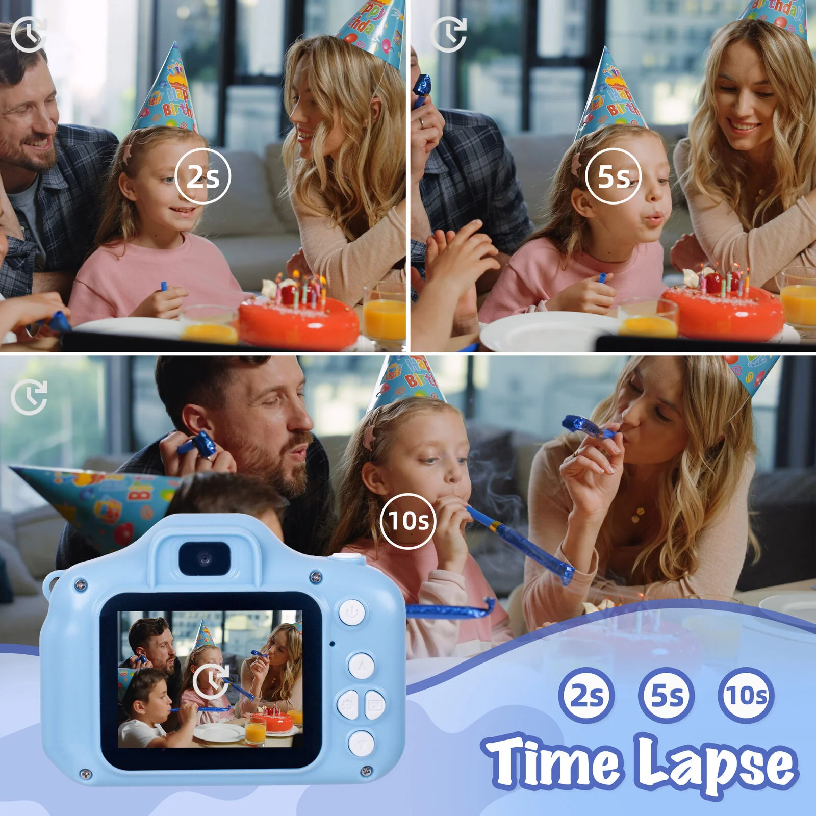 Lenoxx Kids Digital Dual Lens Camera, 4x Zoom and HD Video Recording (Blue) - Image 5