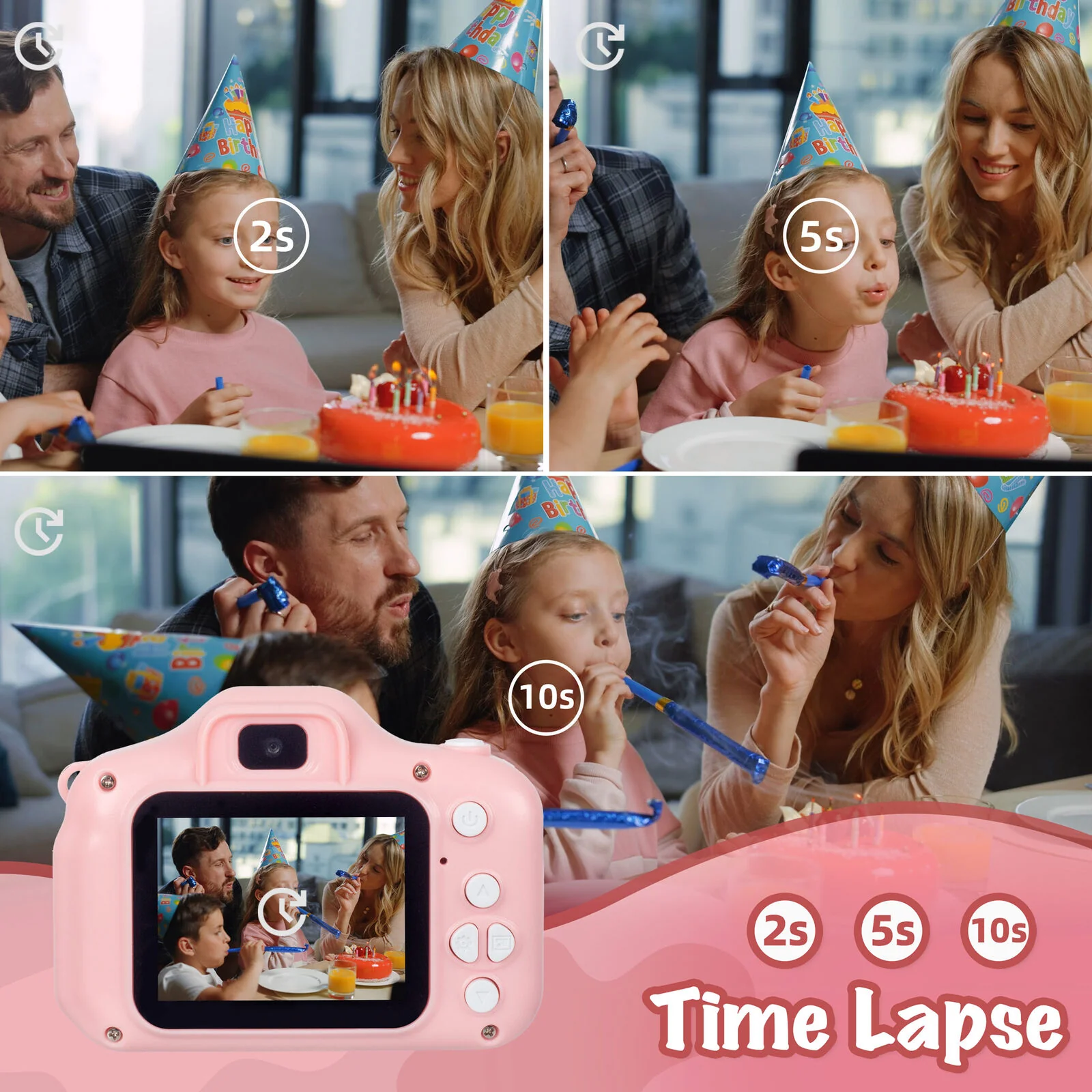 Lenoxx Kids Digital Dual Lens Camera, 4x Zoom and HD Video Recording (Pink) - Image 5
