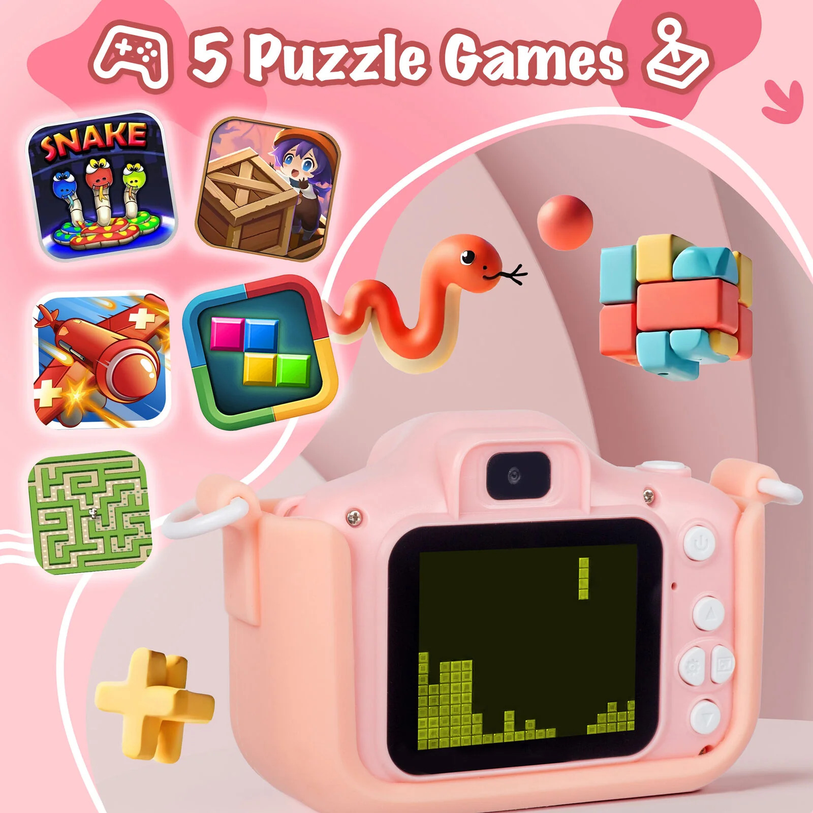 Lenoxx Kids Digital Dual Lens Camera, 4x Zoom and HD Video Recording (Pink) - Image 6