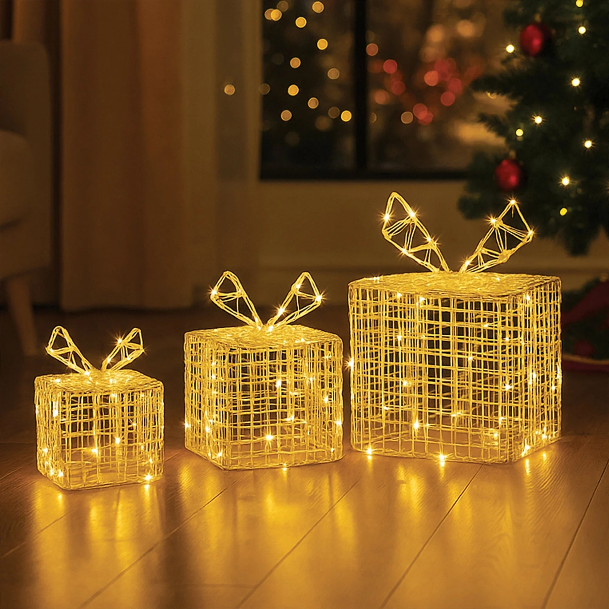 Lexi Lighting Acrylic Giftbox Christmas Lights Set of 3 - Image 2