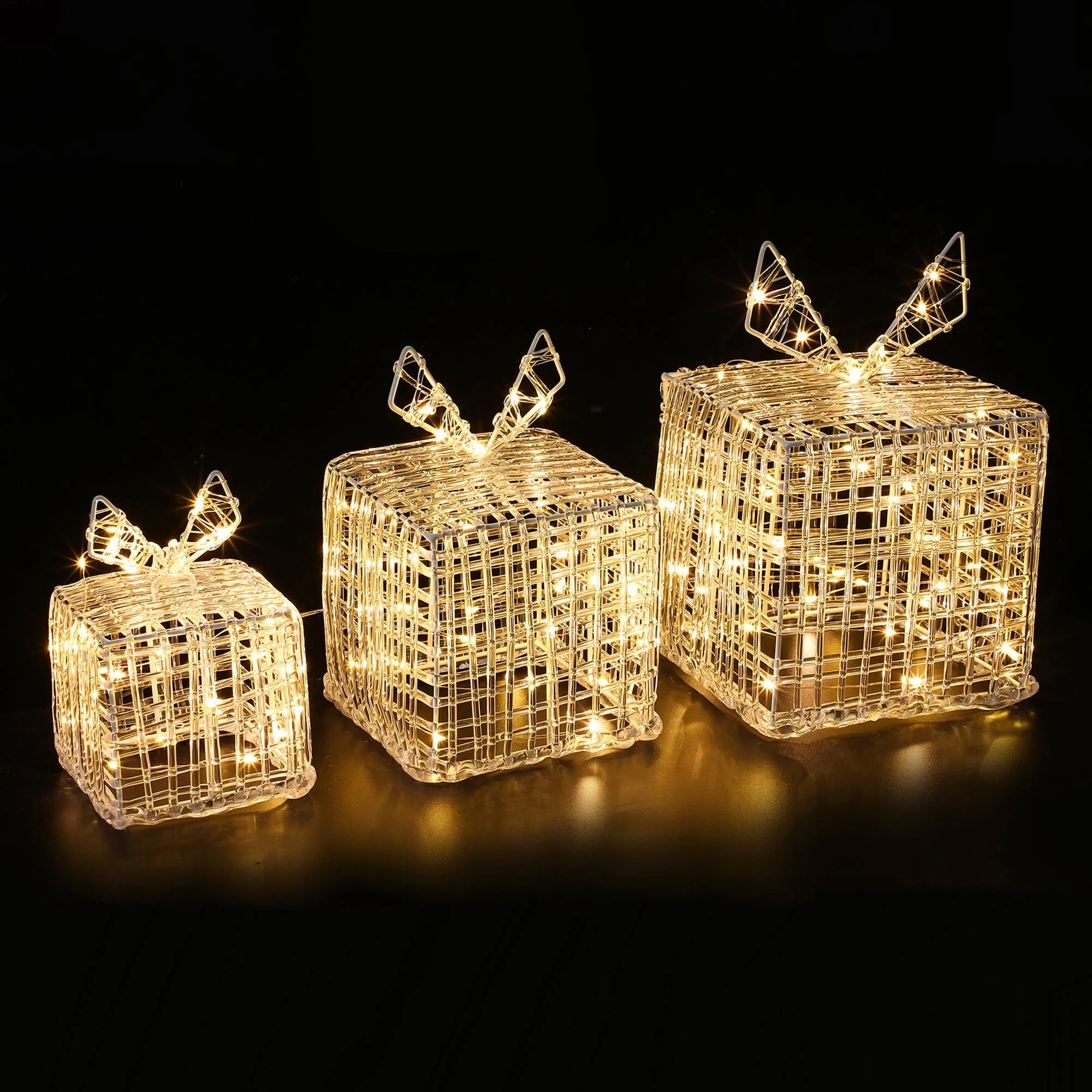 Lexi Lighting Acrylic Giftbox Christmas Lights Set of 3 - Image 3