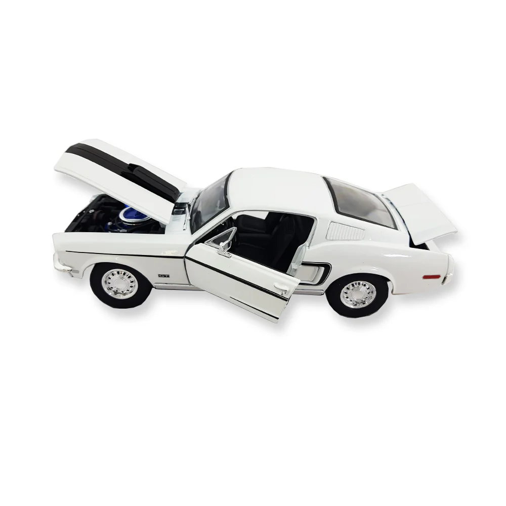 Maisto Licensed 1:18 Scale Ford Mustang GR Cobra Jet FB 1968 Diecast Model Car White - Image 2