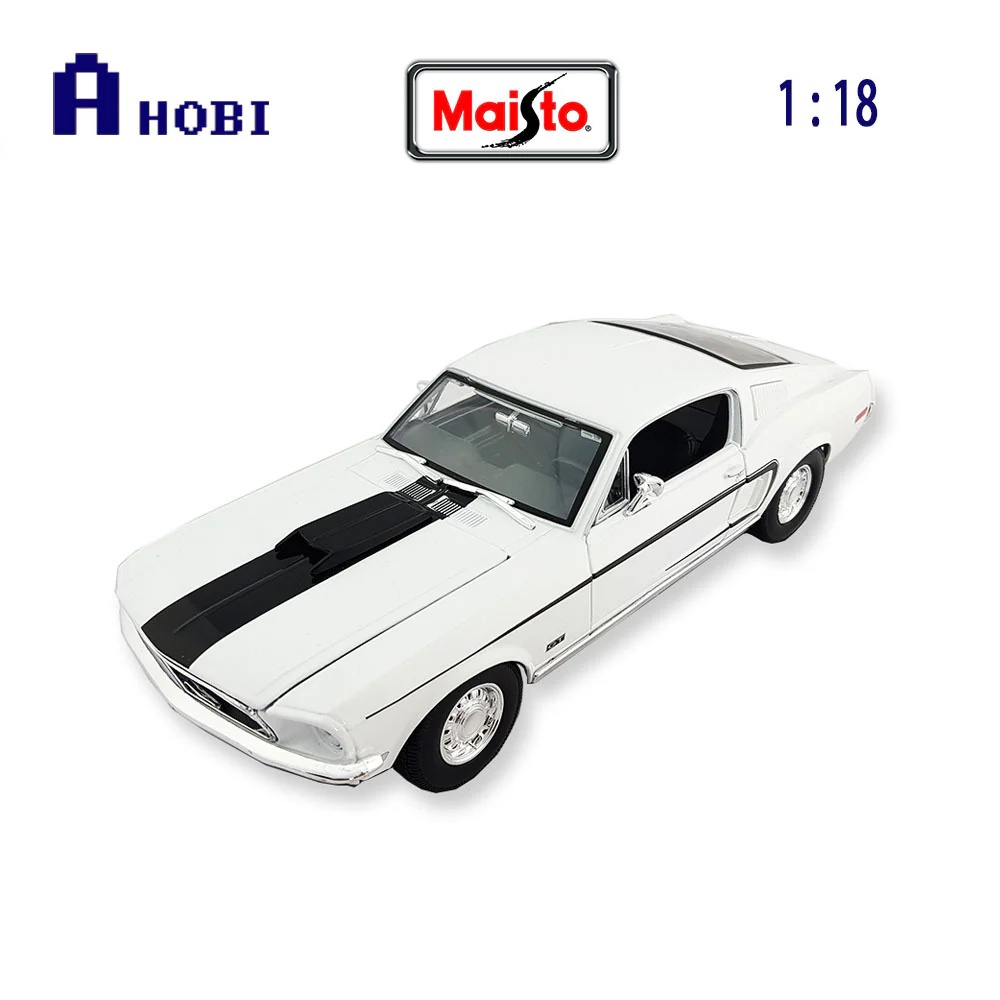 Maisto Licensed 1:18 Scale Ford Mustang GR Cobra Jet FB 1968 Diecast Model Car White - Image 3