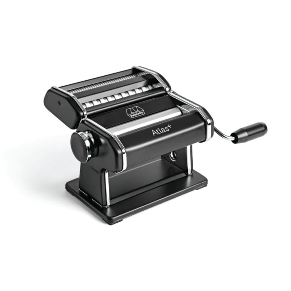 Marcato Atlas Plus Pasta Machine Stainless Steel with 4 Shape Settings (Black)