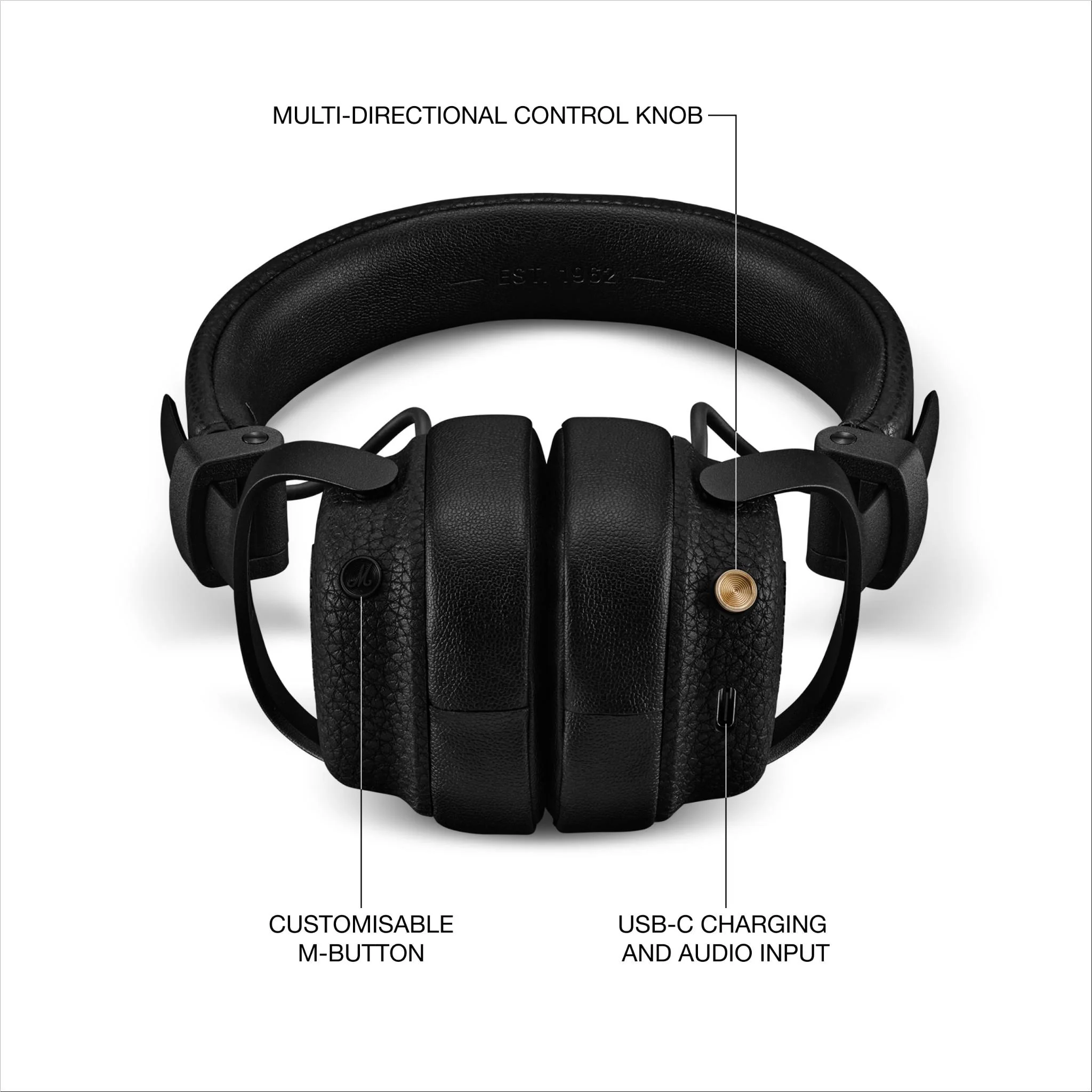 Marshall Milton A.N.C On-Ear Wireless Headphones (Black) - Image 4