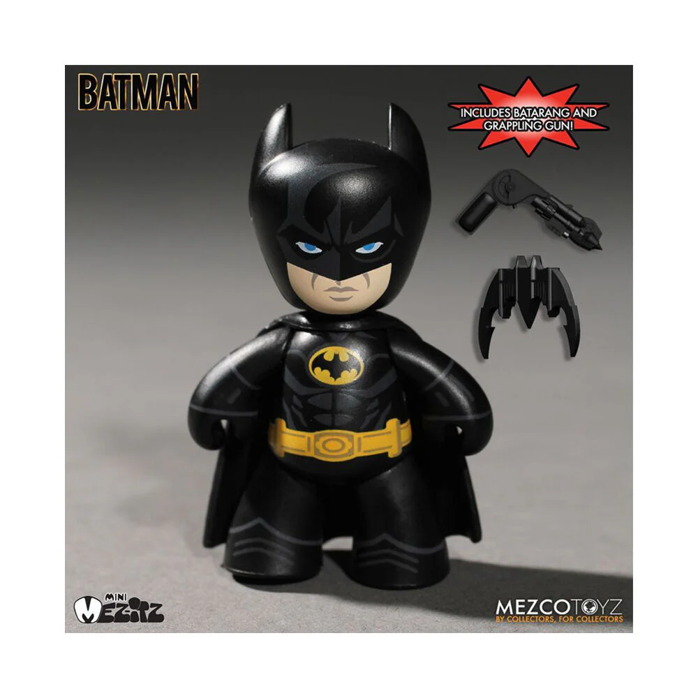 Mezco Toyz Batman 1989 Michael Keaton Batman & Batmobile MezItz Vehicle Play Toy - Image 2