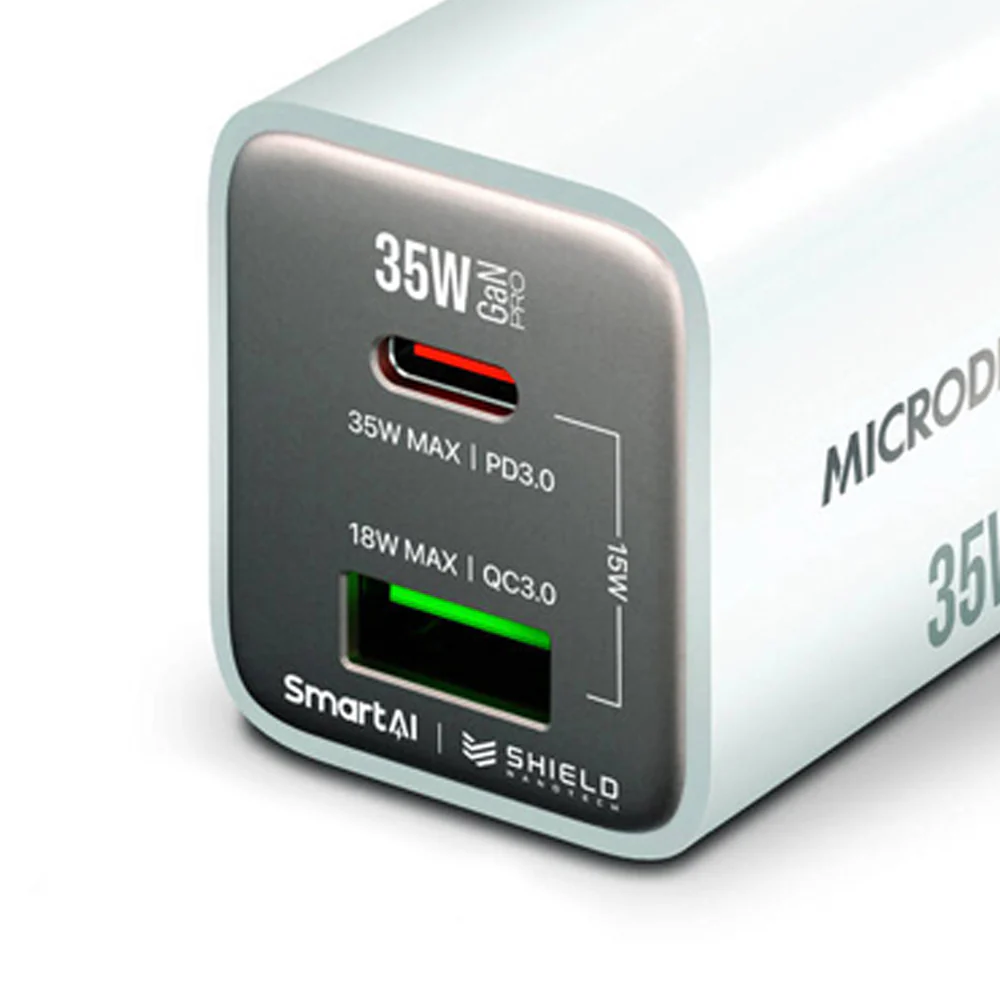 Microdia SmartCube Nano 35W Dual Port GaN Wall Charger (White) - Image 3