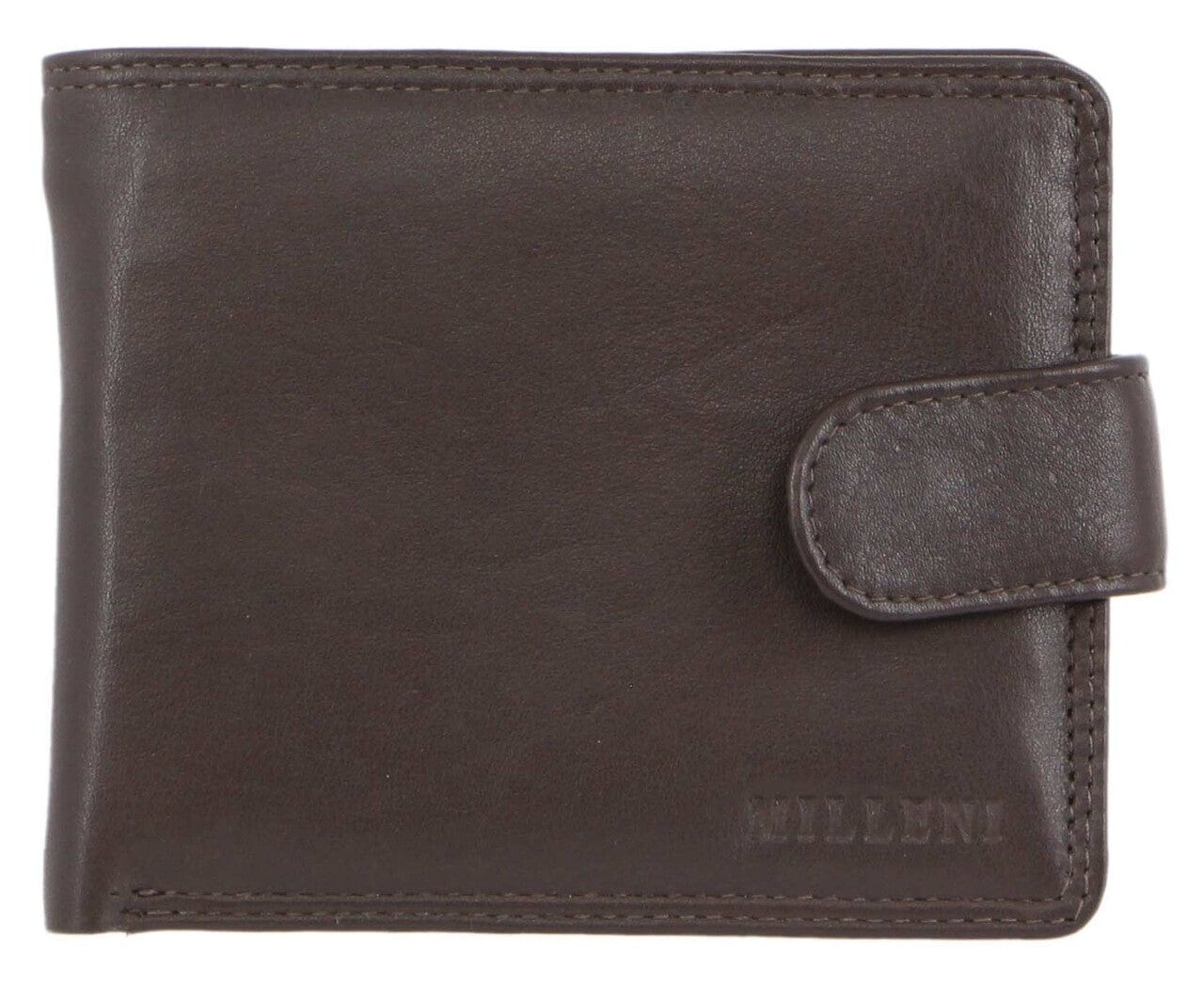 Milleni Men's Leather Tab Card/Cash RFID Protected Wallet 11cm Brown