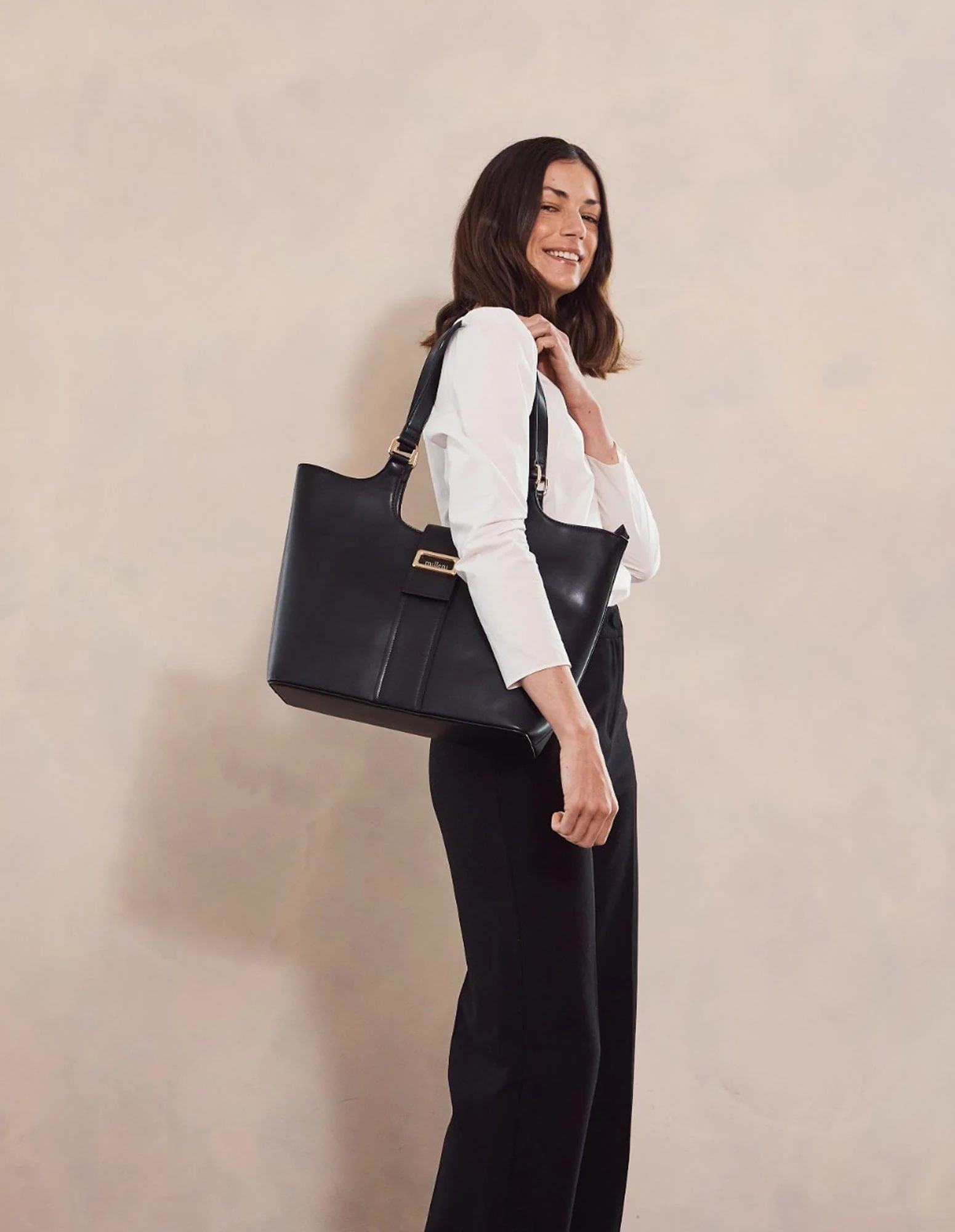 Milleni Women's Handbag Vegan Leather Fashion Chic Caryall Tote Bag (Black) - Image 6