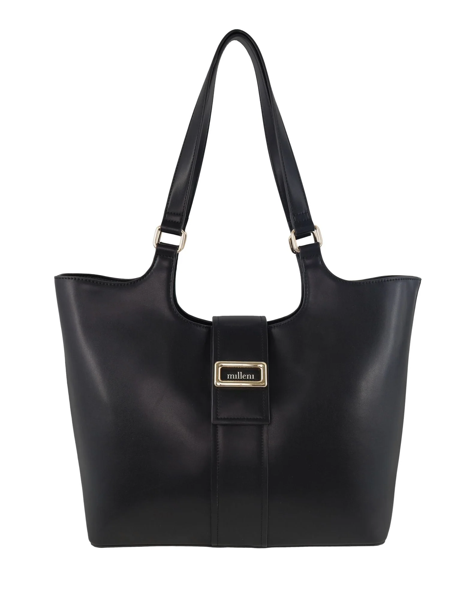 Milleni Women's Handbag Vegan Leather Fashion Chic Caryall Tote Bag (Black) - Image 7