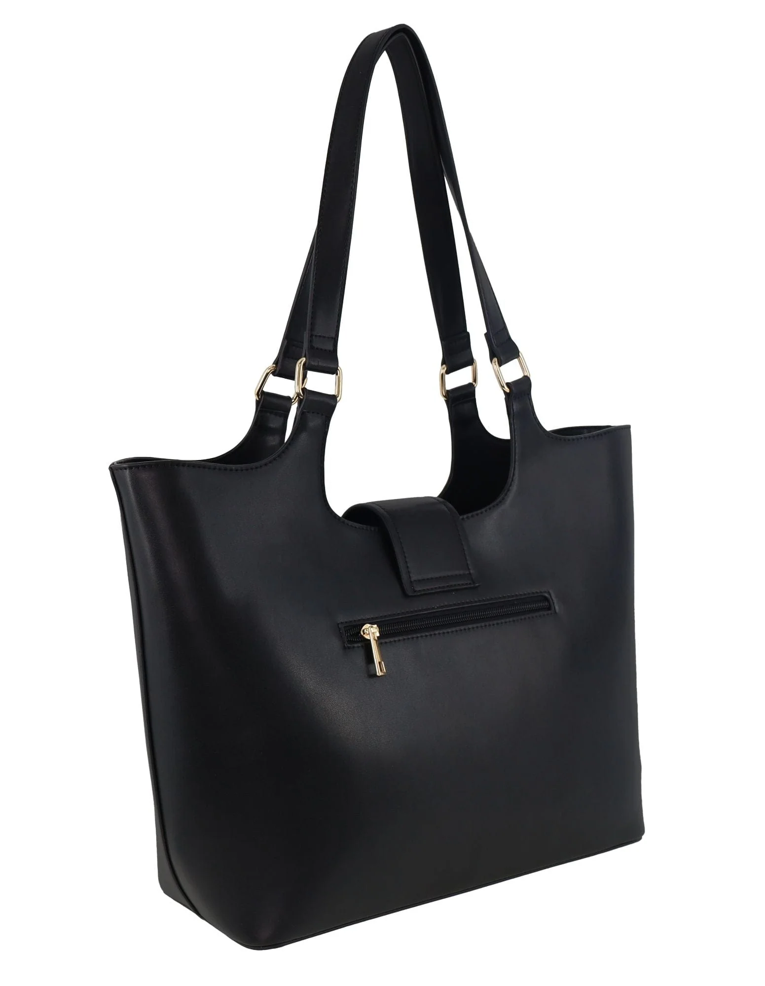 Milleni Women's Handbag Vegan Leather Fashion Chic Caryall Tote Bag (Black) - Image 8