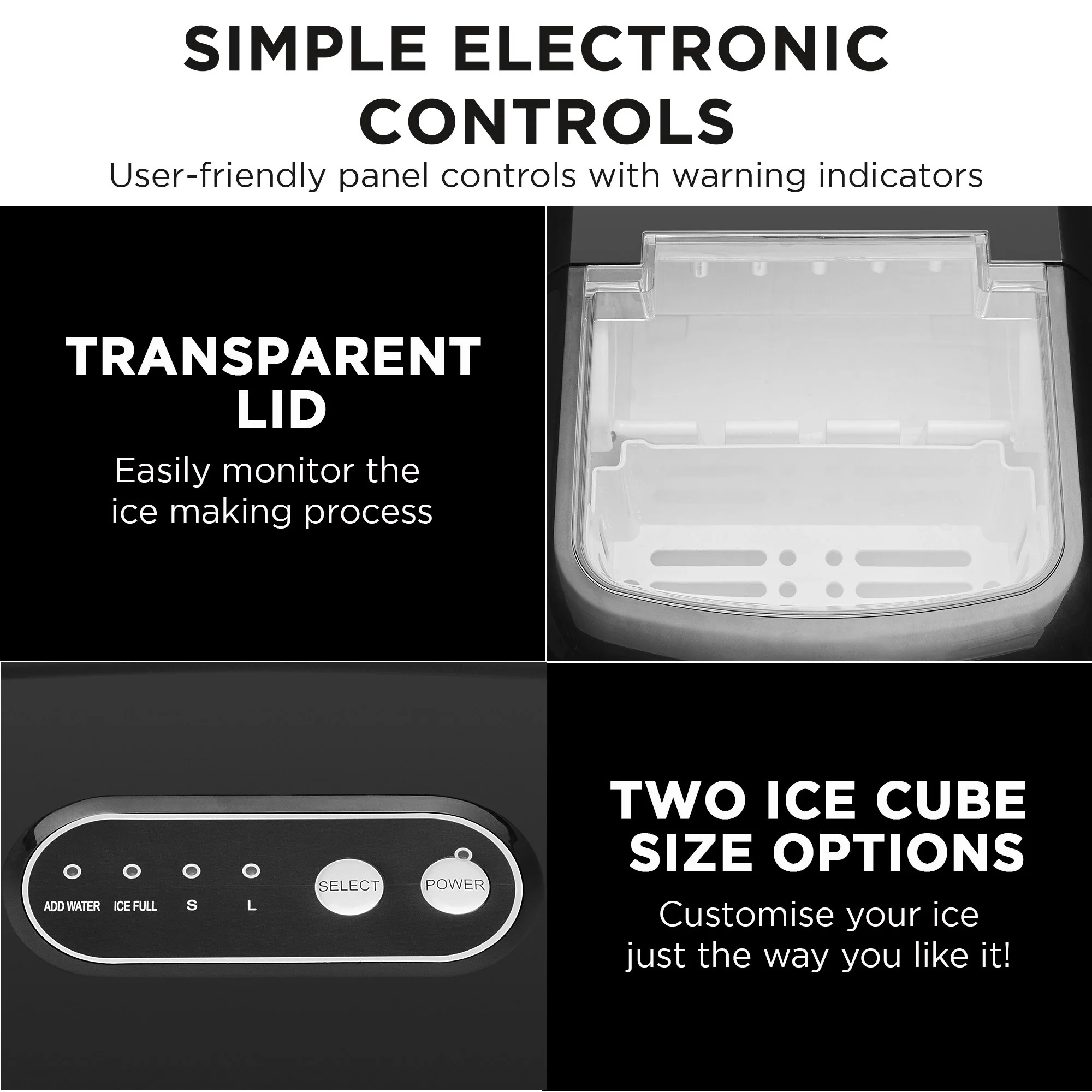 Morphy Richards Ice Maker Stainless Steel 15kg Small Large And Cube 2.1L Tank - Image 7