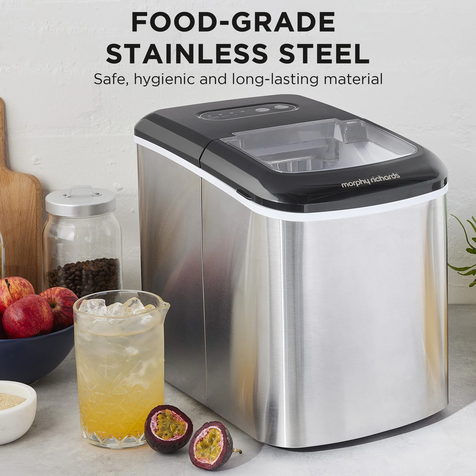 Morphy Richards Ice Maker Stainless Steel 15kg Small Large And Cube 2.1L Tank - Image 8
