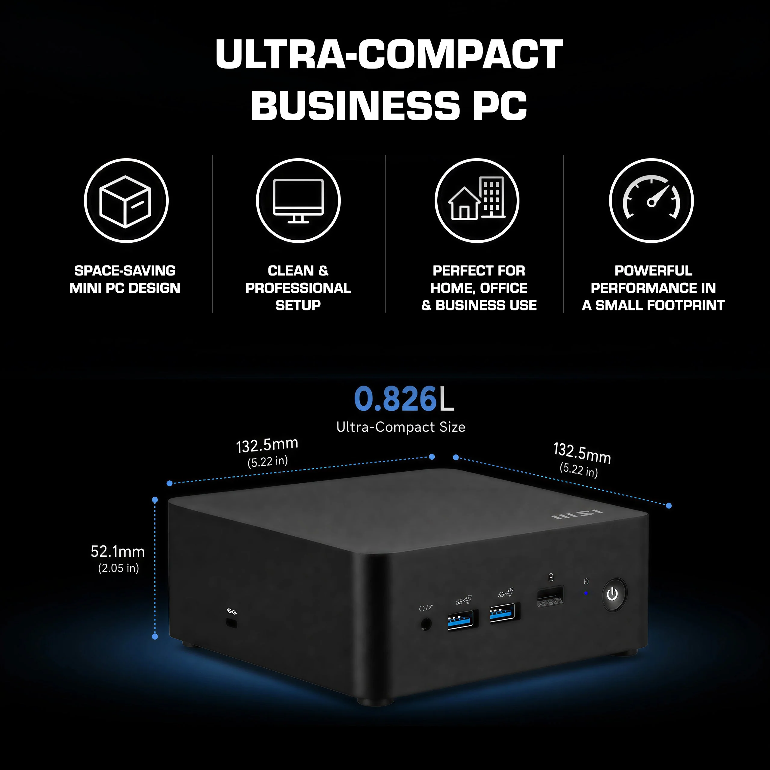 MSI CUBI NUC 1M, Intel Core 5-120U, 16GB RAM, 1TB SSD, Windows 11 Professional, Mini Desktop Computer - Image 2