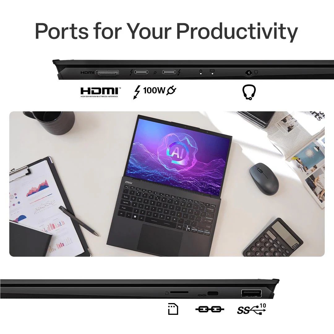 MSI Prestige 13 AI+ Evo 13.3" 2.8K OLED Next-Level Copilot+ AI PC Laptop (Intel Core Ultra 5-226V) [1TB] - Image 6