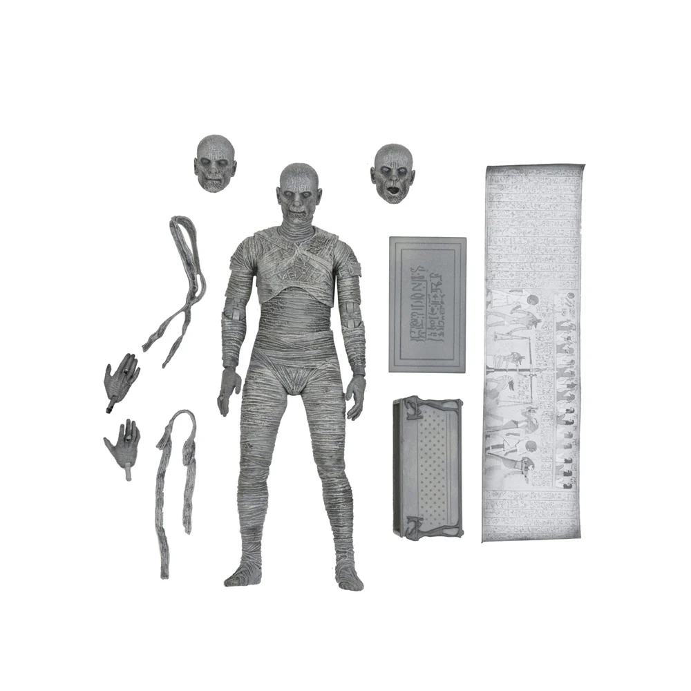 Neca Mummy Ultimate Universal Monsters 7'' Figure Playset Toy (Black and White)