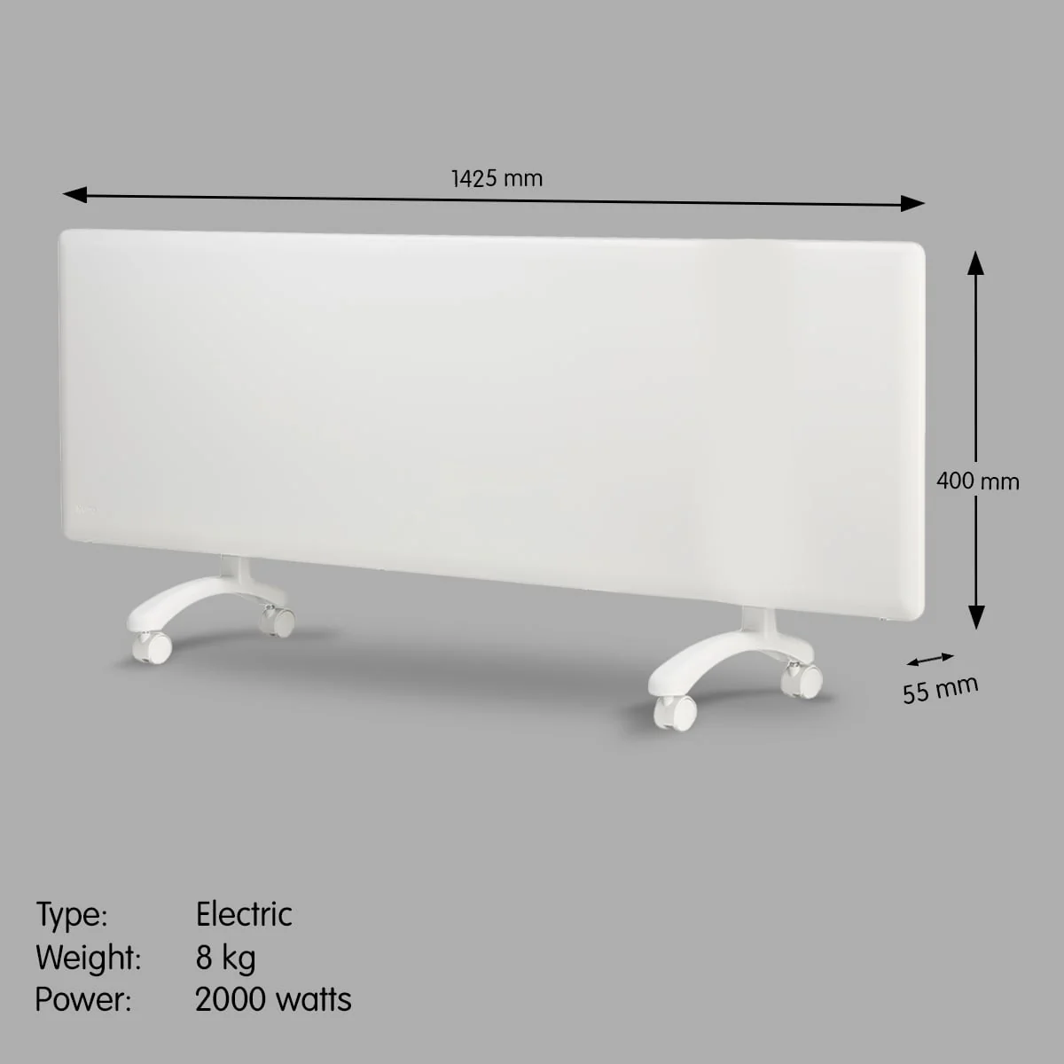 Nobo 2400W NTL4S24 Electric Panel Heater Thermostat and Castors - Image 5