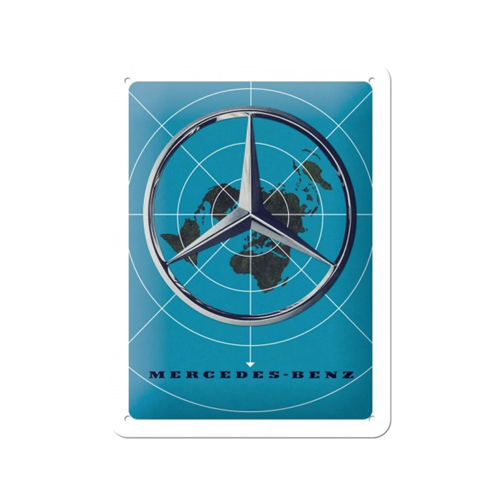 Nostalgic-Art 15x20cm Wall Hanging Metal Sign Plaque Mercedes-Benz Blue Map
