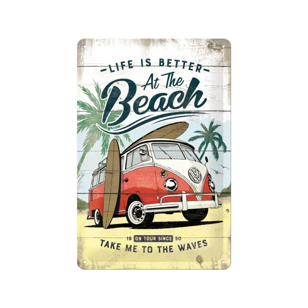 Nostalgic-Art 20x30cm Medium Metal Wall Hanging Sign Plaque VW Bulli Beach