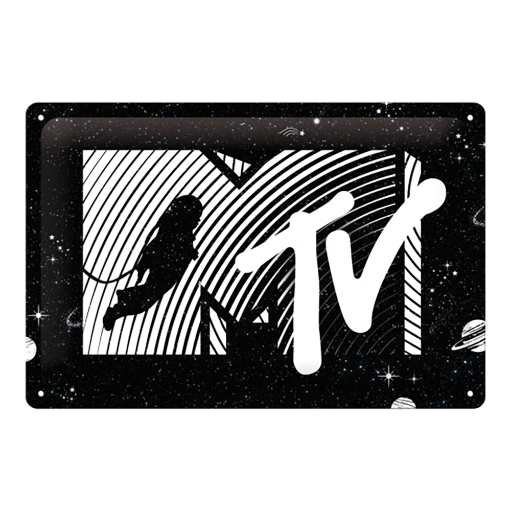 Nostalgic-Art 20x30cm Medium Sign Plaque MTV Moonman Logo Universe