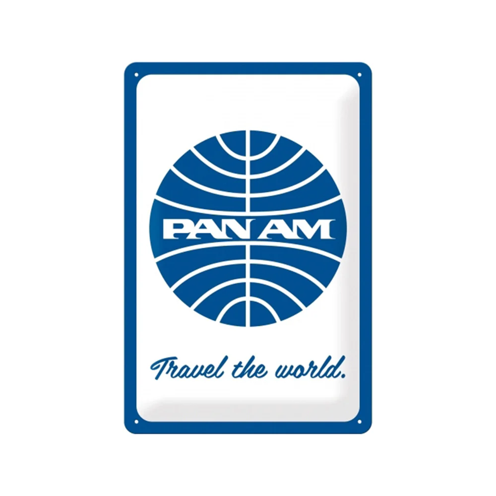 Nostalgic-Art 20x30cm Metal Wall Hanging Sign Plaque Pan Am Travel The World