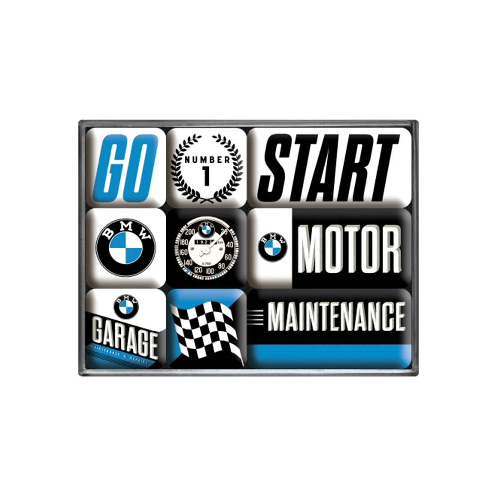 Nostalgic-Art 9pc Fridge Decor Magnet Set BMW Motor 7x9.3x2cm