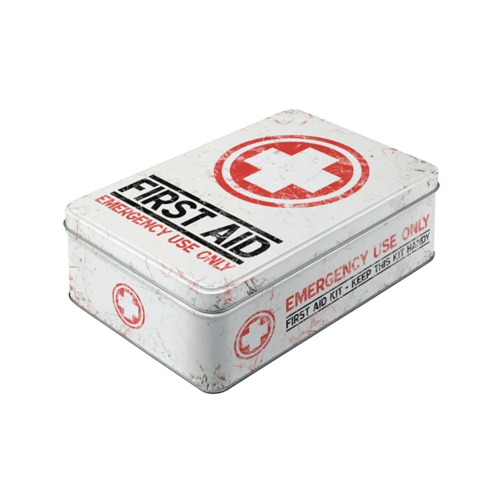 Nostalgic-Art Flat Tin First Aid Kit Steel Storage Box 23x16x7cm Vintage Design