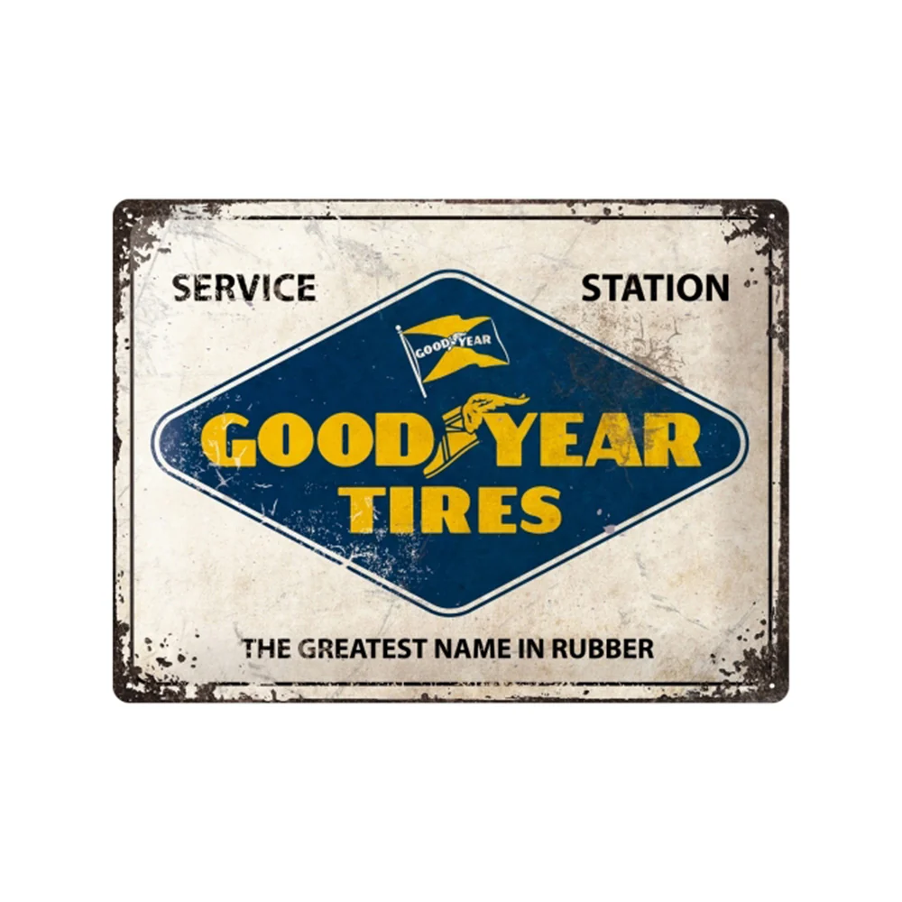 Nostalgic-Art Goodyear Logo 30x40cm Large Metal Tin Sign Plaque - White
