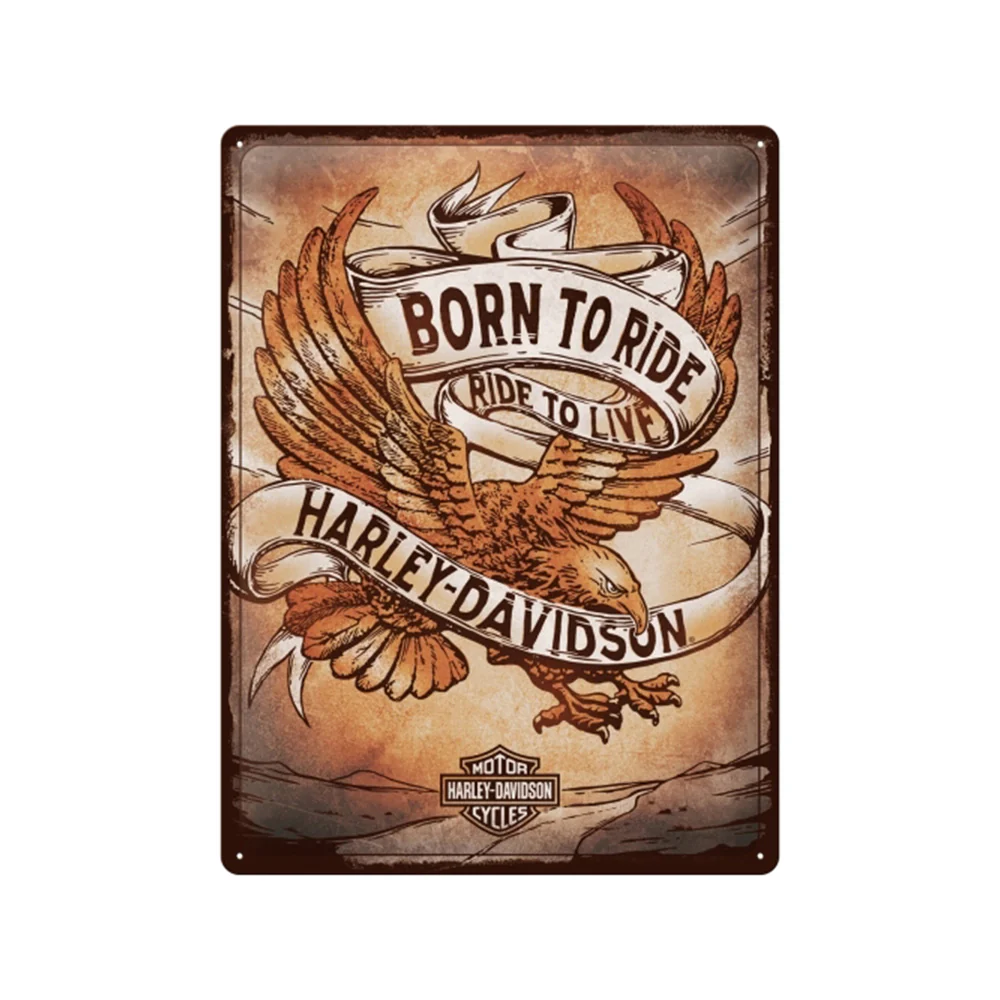 Nostalgic-Art Harley Born To Ride Eagle 30x40cm Large Metal Tin Sign Plaque