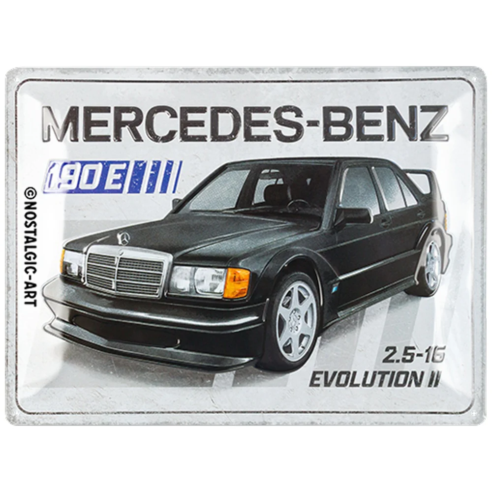 Nostalgic-Art Large Sign Mercedes-Benz 190 E 2.5-16 Evolution II 30x40x0.5cm