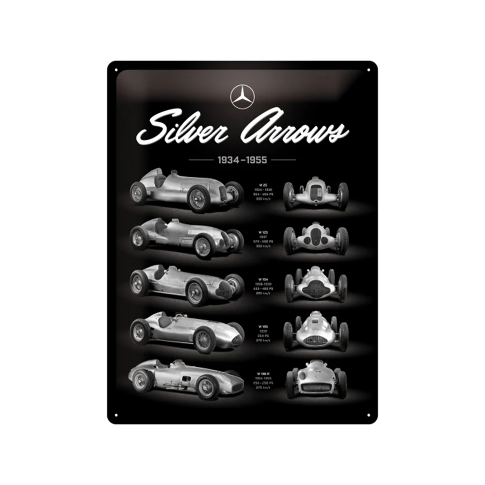 Nostalgic-Art Mercedes-Benz Silver Arrows Chart 30x40cm Large Metal Sign Plaque