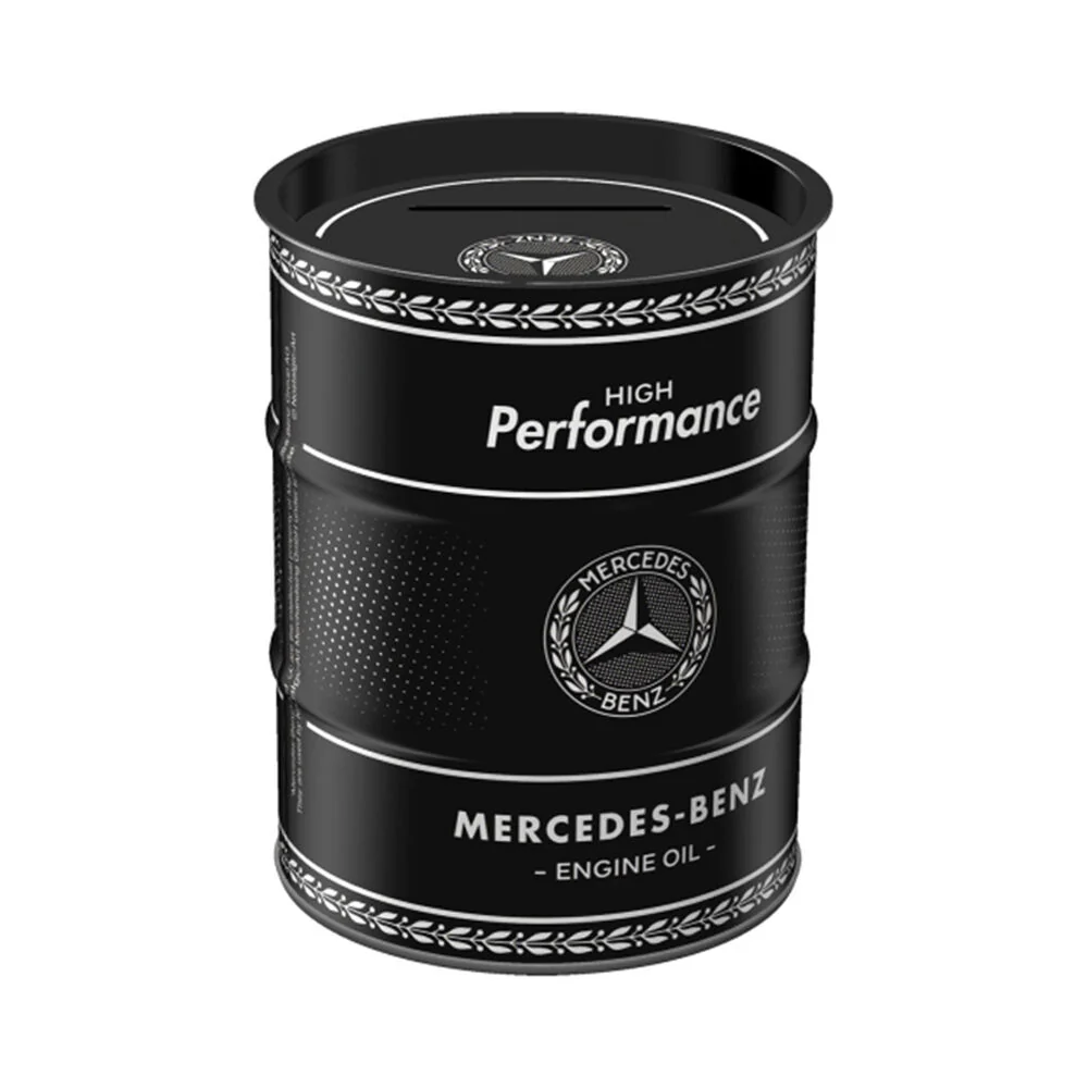 Nostalgic-Art Money Box Oil Barrel Mercedes Benz Engine 9.3x9.3x11.5cm