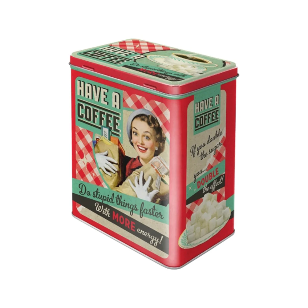 Nostalgic-Art Tin Have A Coffee Design 10x14x20cm Large Storage Box