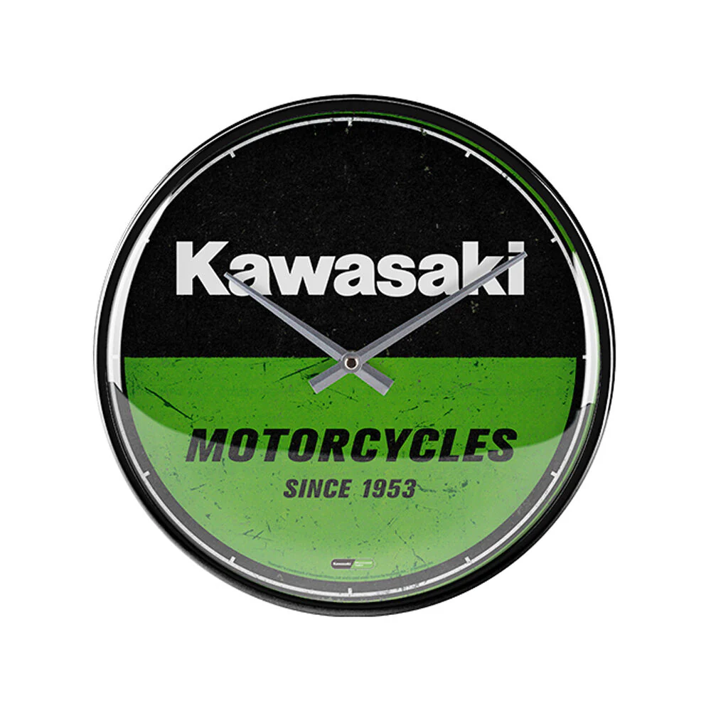 Nostalgic-Art Wall Clock Retro Kawasaki Motorcycle Design Metal Frame 30cm