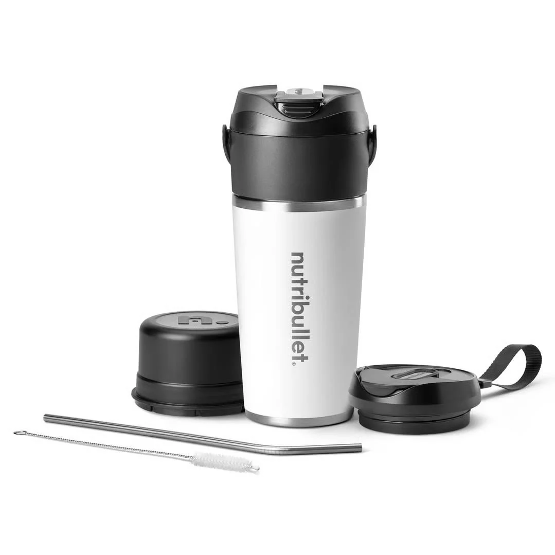 NutriBullet Flip Stainless Steel Portable Blender (White) - Image 2