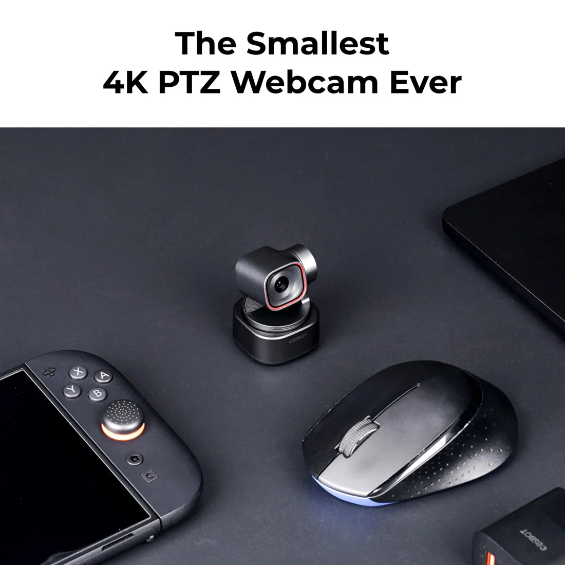 OBSBOT Tiny 3 AI-Powered Spatial Audio 4K PTZ Webcam - Black - Image 2