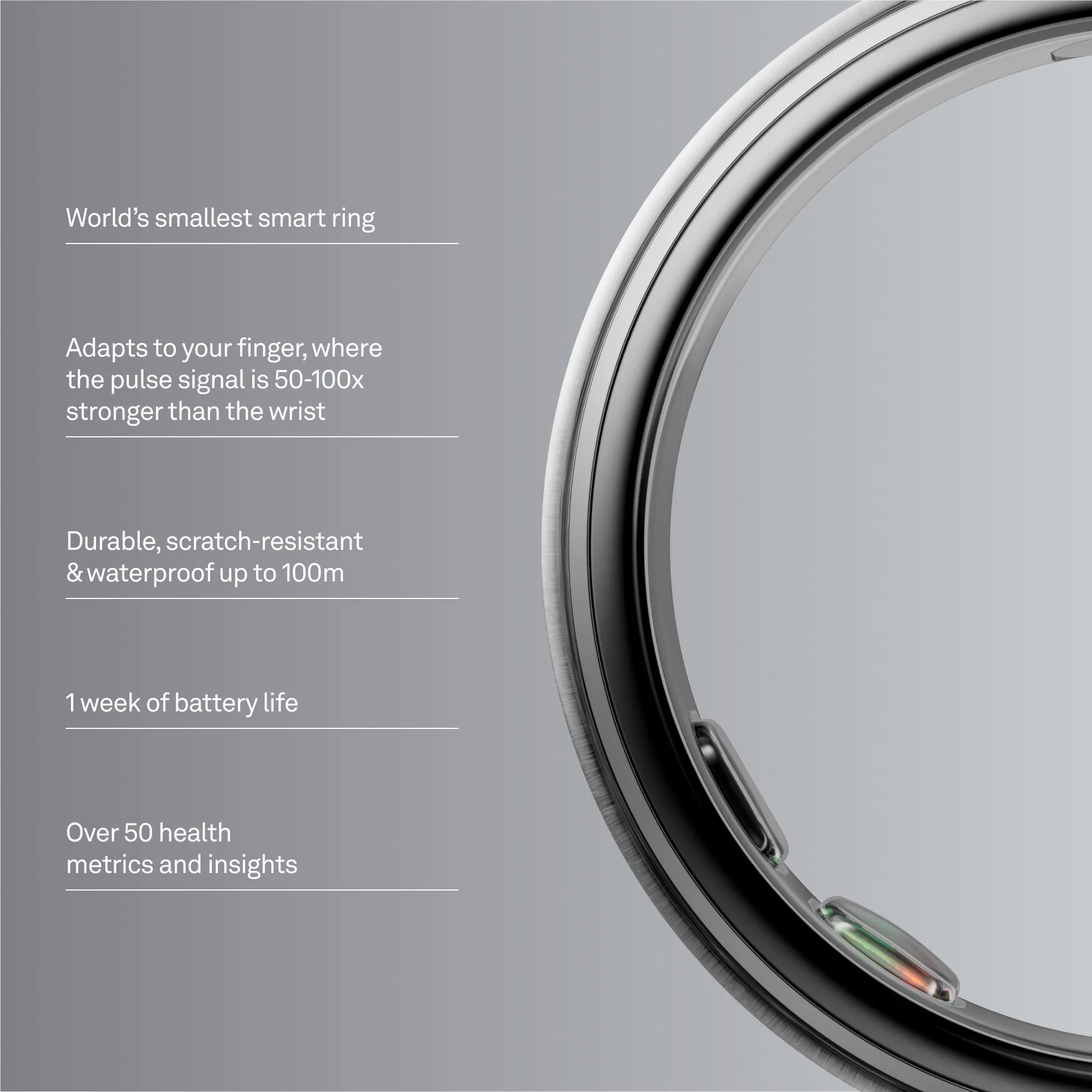 Oura Ring 5 [Size 8] (Brushed Silver) - Image 2