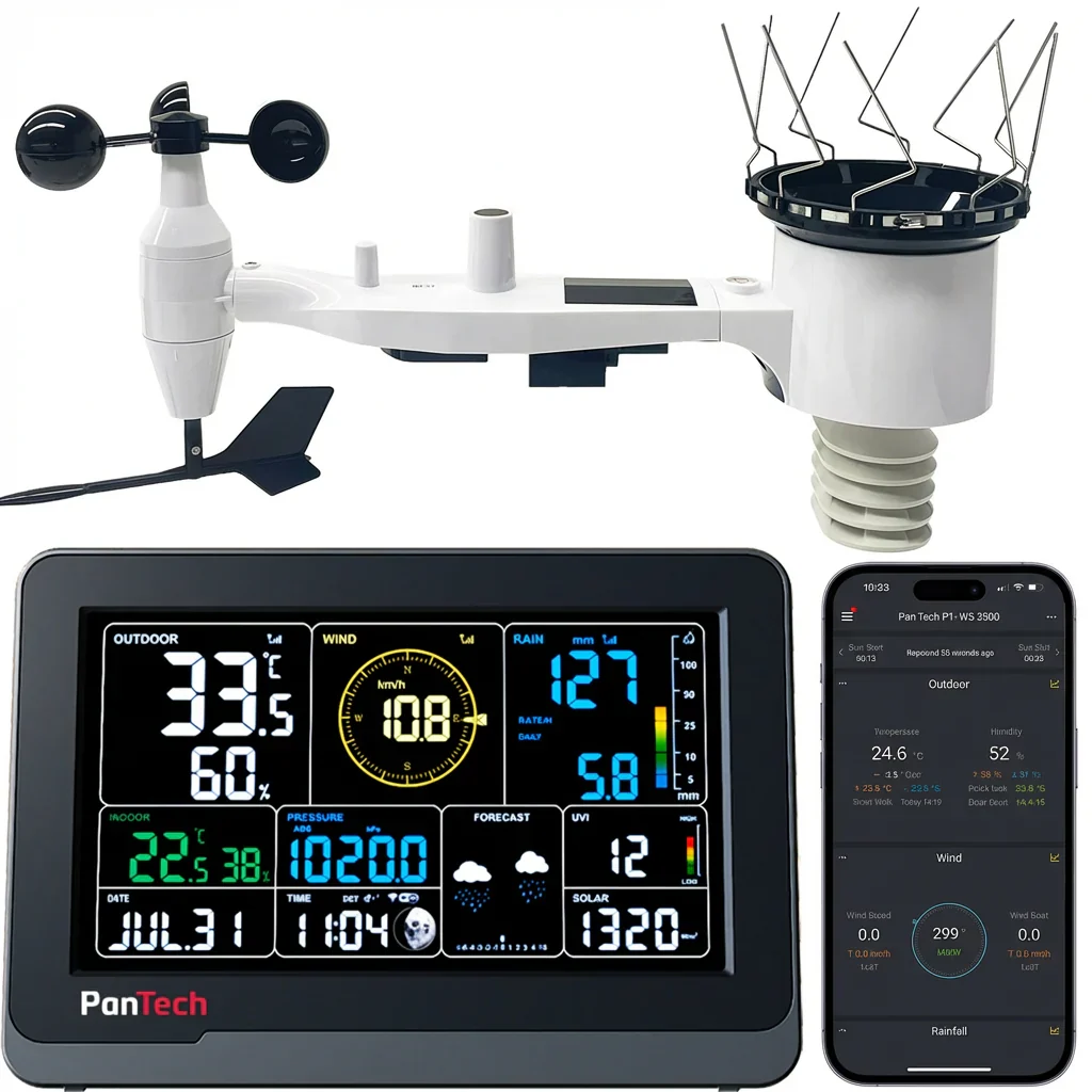 PanTech Gen3 PT-WS3900 IoT Solar Powered WiFi Wireless Weather Station 7.5" Display