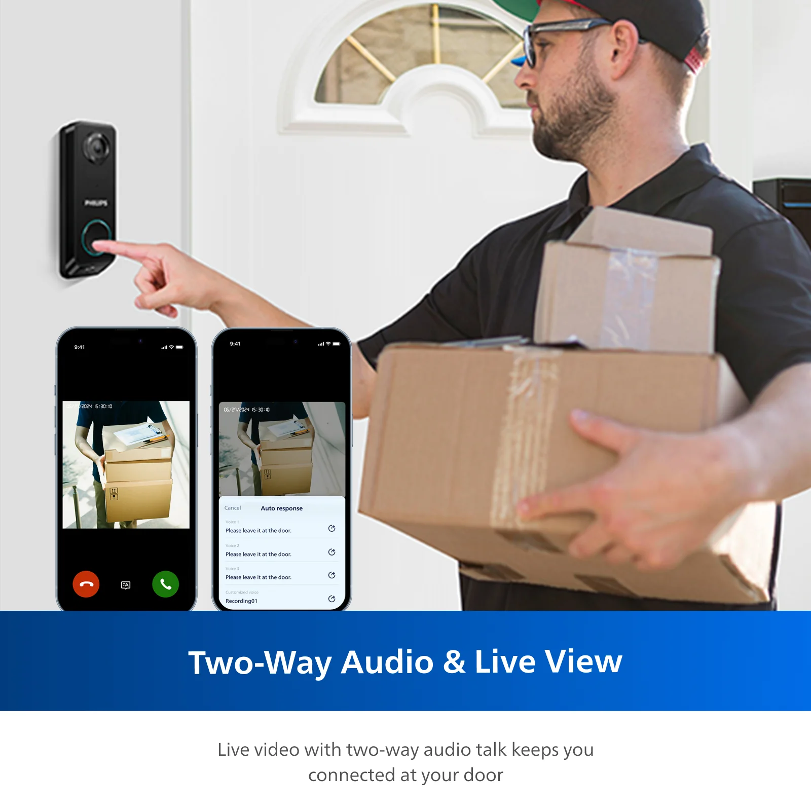 Philips 2K Dual‑Camera Smart Video Doorbell with Chime - Image 3