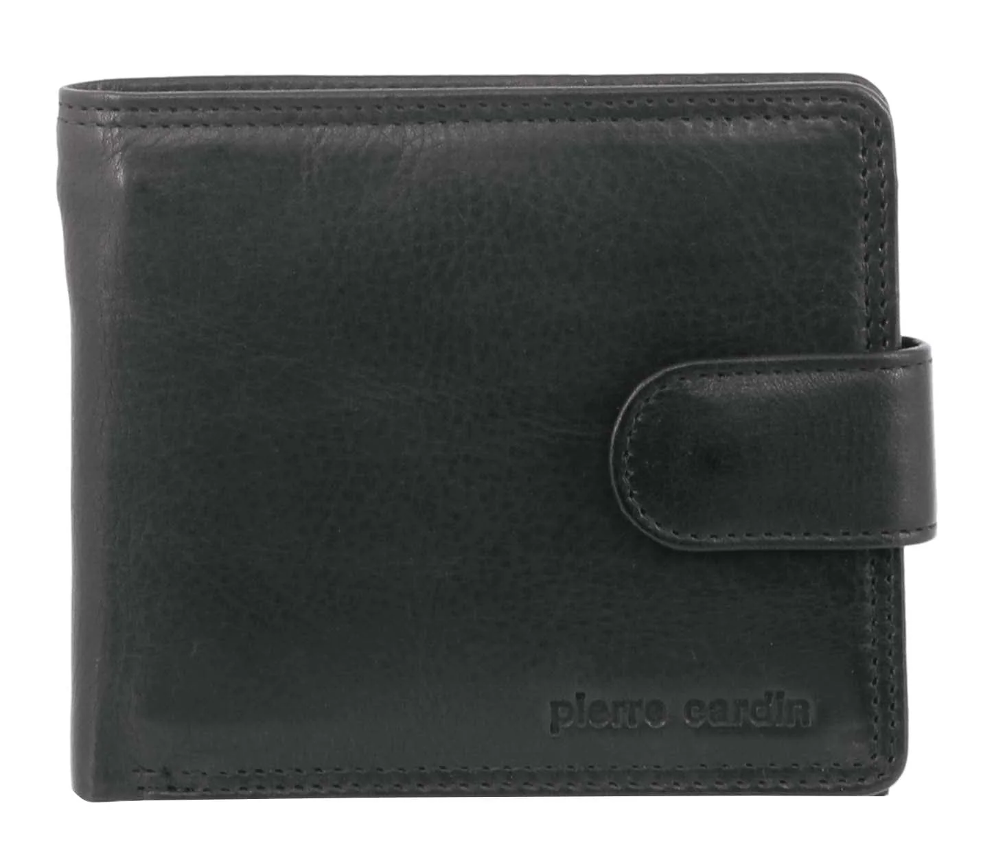 Pierre Cardin Men's Rustic Leather Bi-Fold RFID Protected Wallet Black
