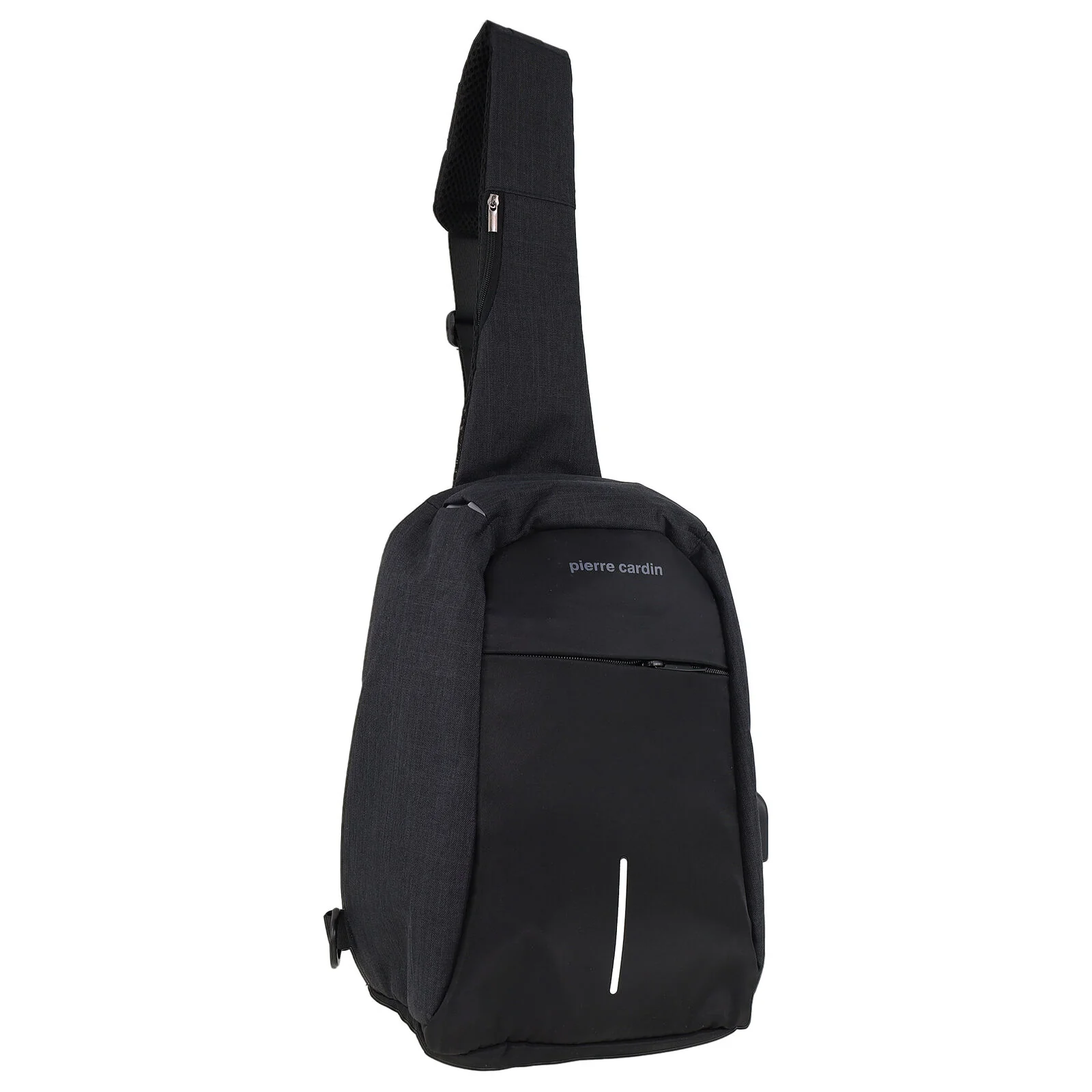 Pierre Cardin Mens Travel Nylon Sling Crossbody Bag- Black