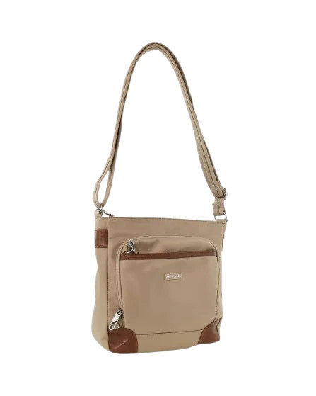 Pierre Cardin Nylon Cross Body Bag Slash Proof Shoulder Anti-Theft in Camel