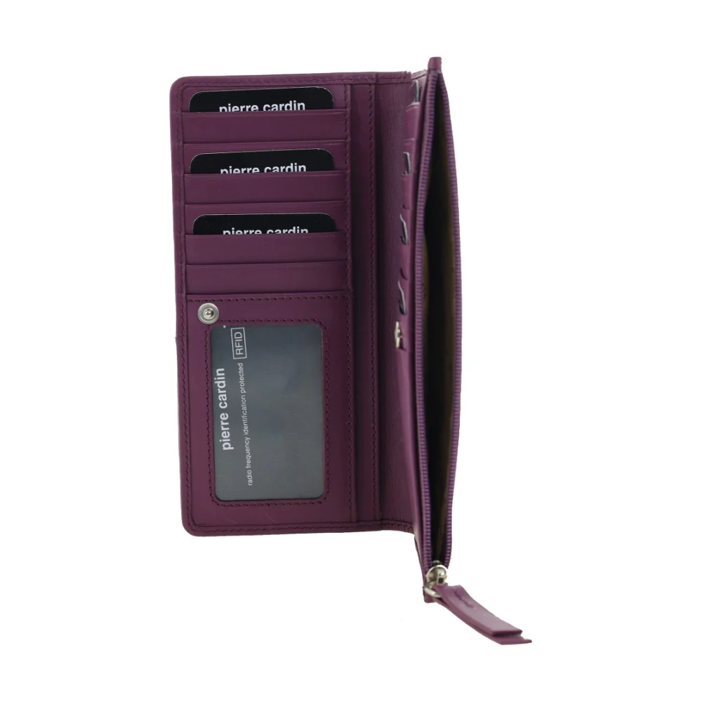 Pierre Cardin Women's Genuine Leather Bi-Fold Protected RFID Wallet Berry - Image 2