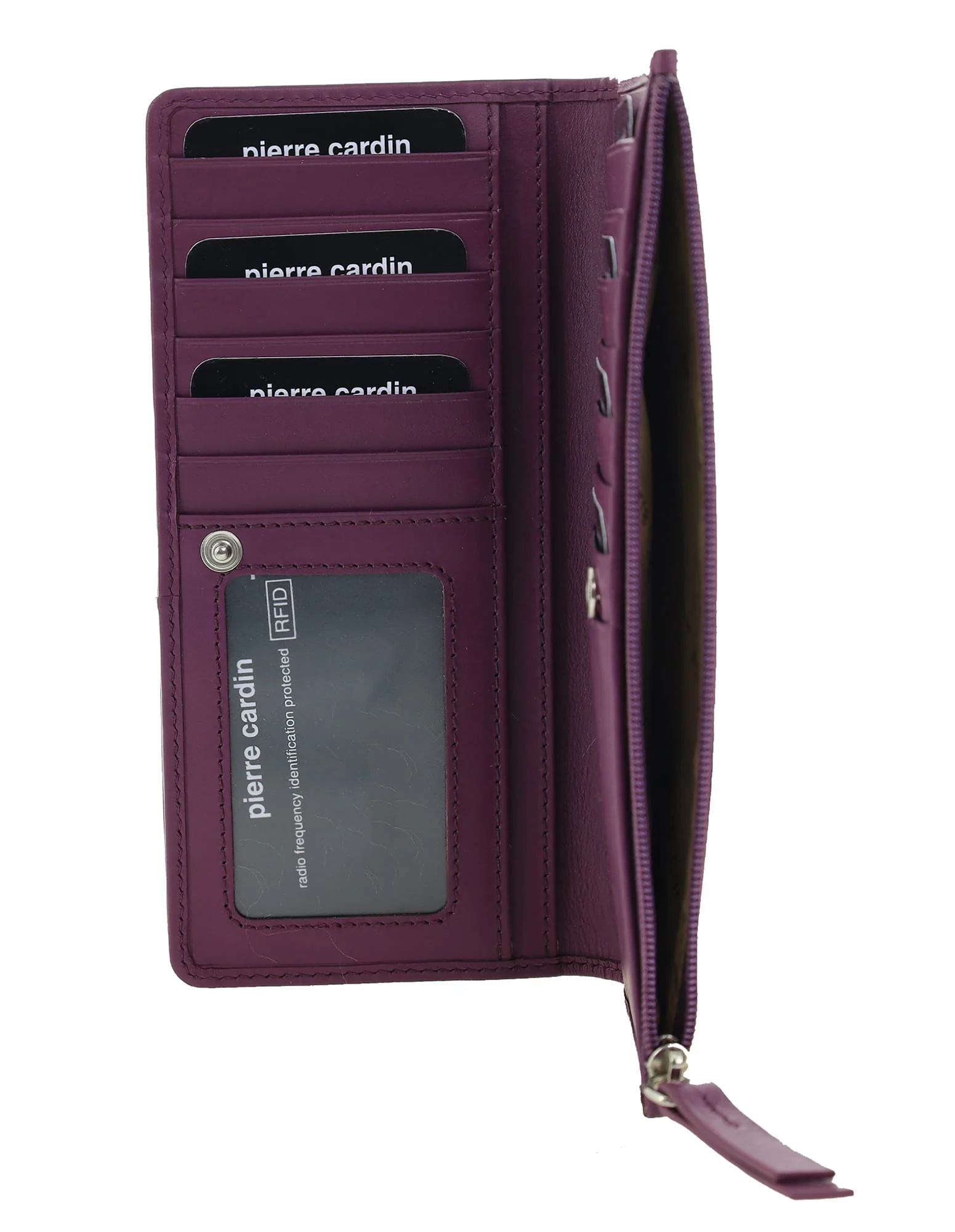 Pierre Cardin Women's Genuine Leather Bi-Fold Protected RFID Wallet Berry - Image 5