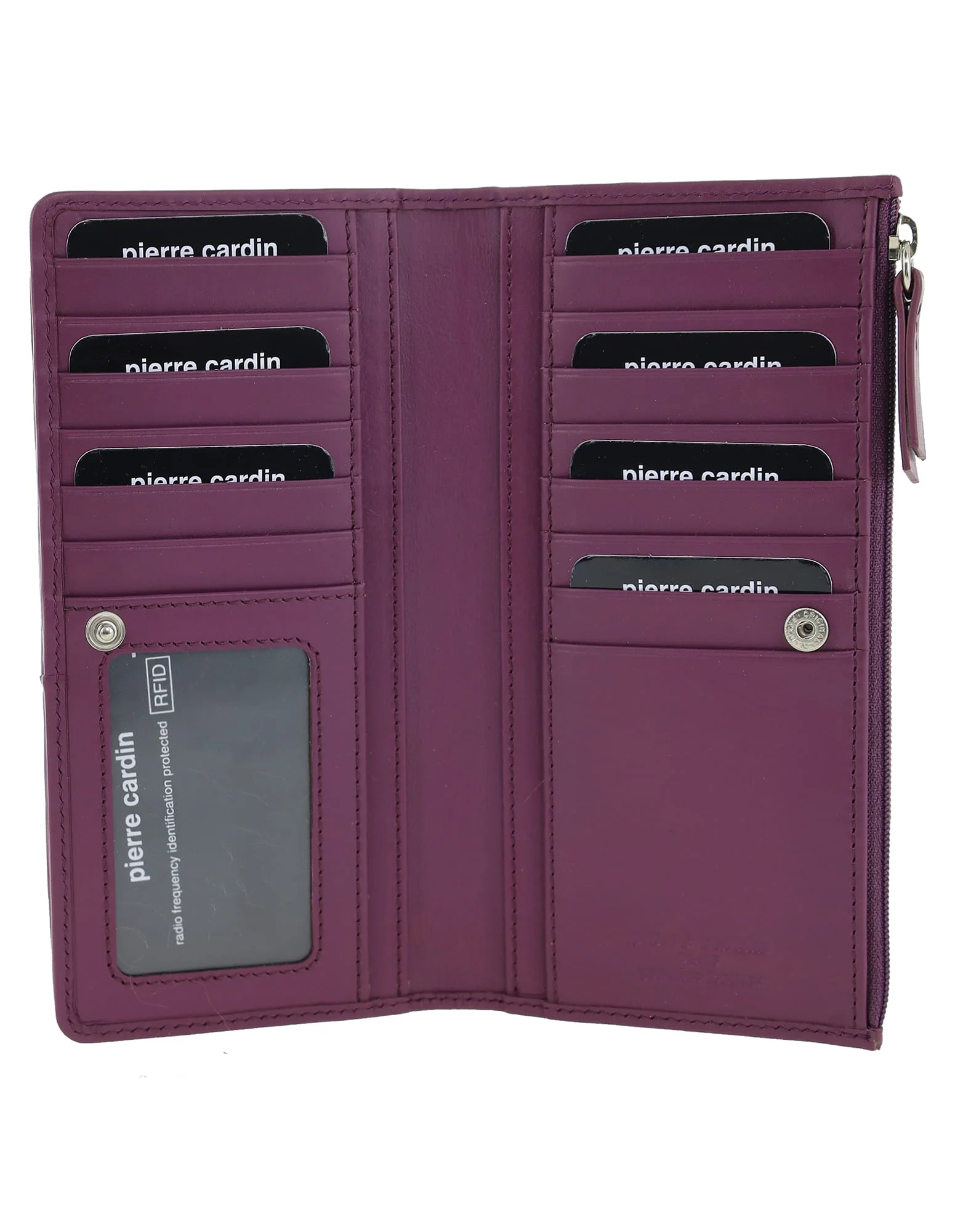 Pierre Cardin Women's Genuine Leather Bi-Fold Protected RFID Wallet Berry - Image 6