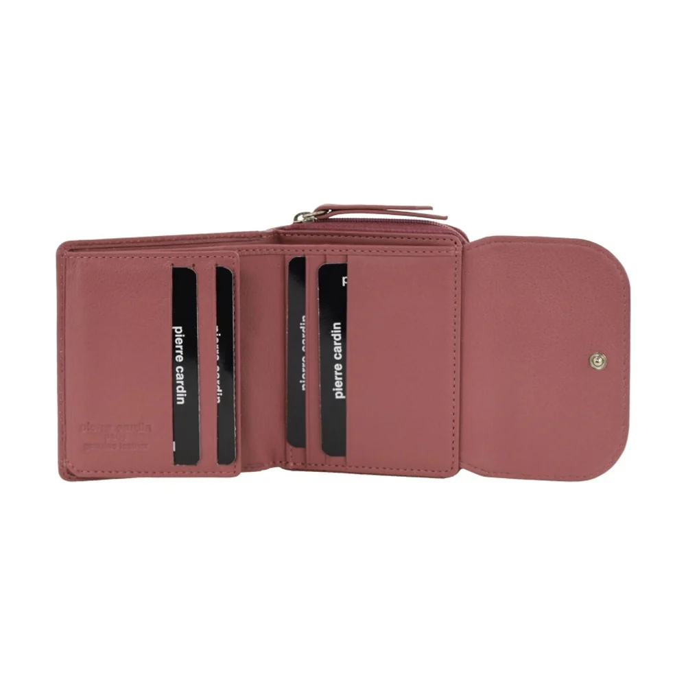 Pierre Cardin Women's Leather Tri-Fold Tab Card Holder Wallet Blush 11.5cm - Image 3
