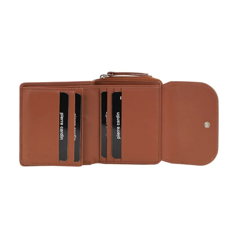 Pierre Cardin Women's Leather Tri-Fold Tab Card Holder Wallet Cognac 11.5cm - Image 3