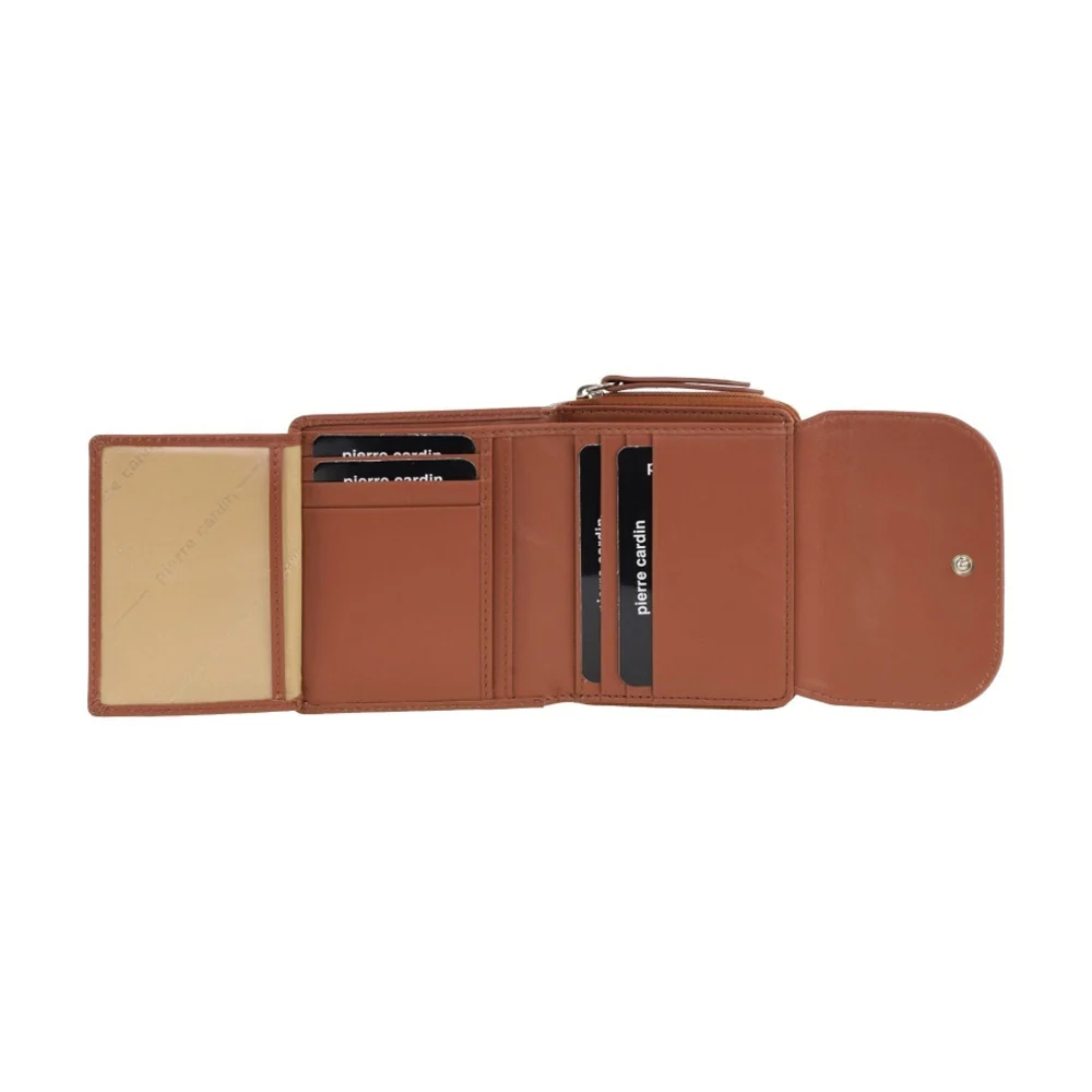 Pierre Cardin Women's Leather Tri-Fold Tab Card Holder Wallet Cognac 11.5cm - Image 4