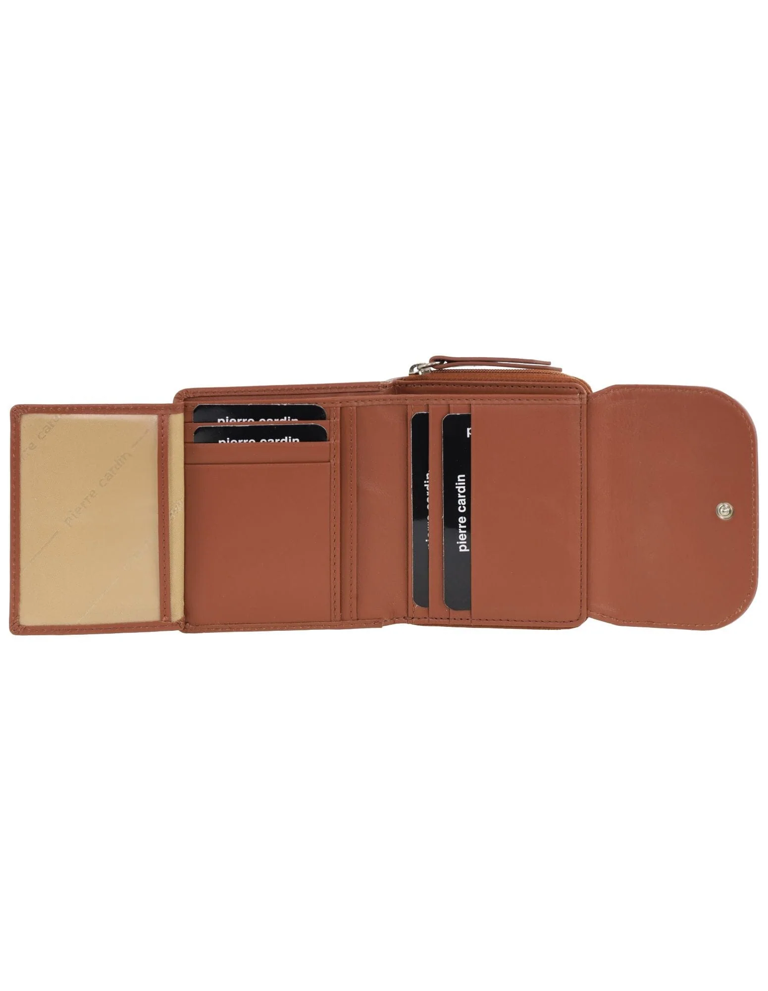 Pierre Cardin Women's Leather Tri-Fold Tab Card Holder Wallet Cognac 11.5cm - Image 7