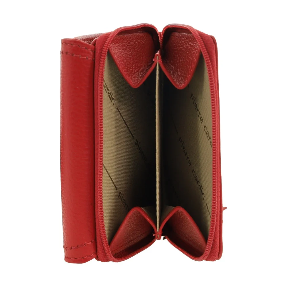 Pierre Cardin Women's Leather Tri-Fold Tab Card Holder Wallet Red 11.5cm - Image 2